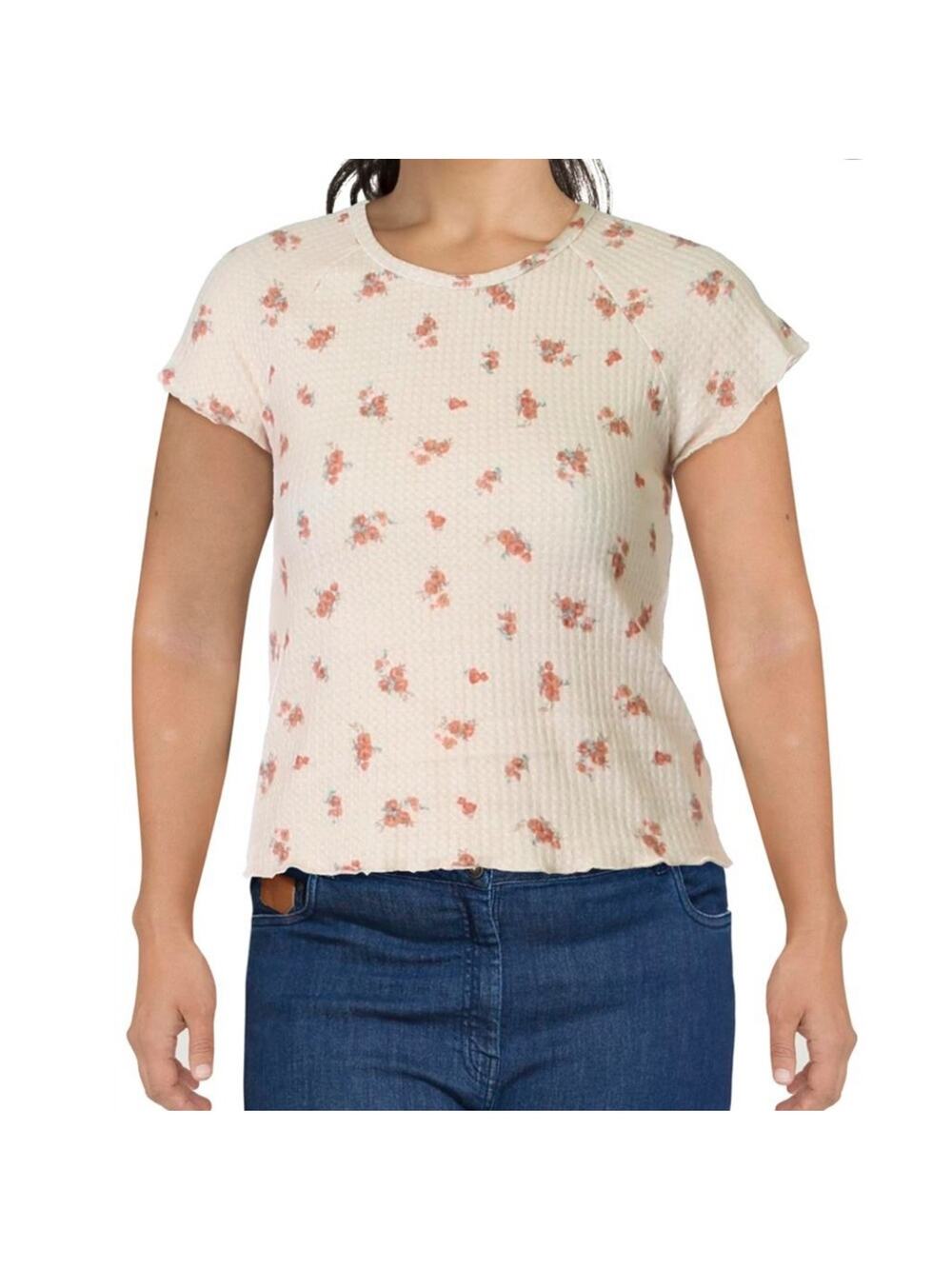 Coco + Jaimeson ribbed soft antique rose top thermal waffle knit MEDIUM NWT